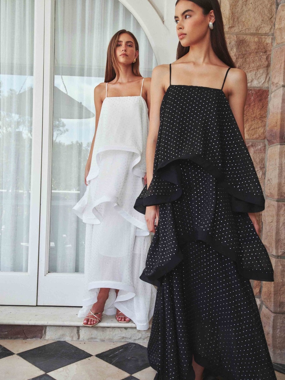NEW Elliat Moss Tiered Embellished Gown in Black Size S - Picture 4 of 16